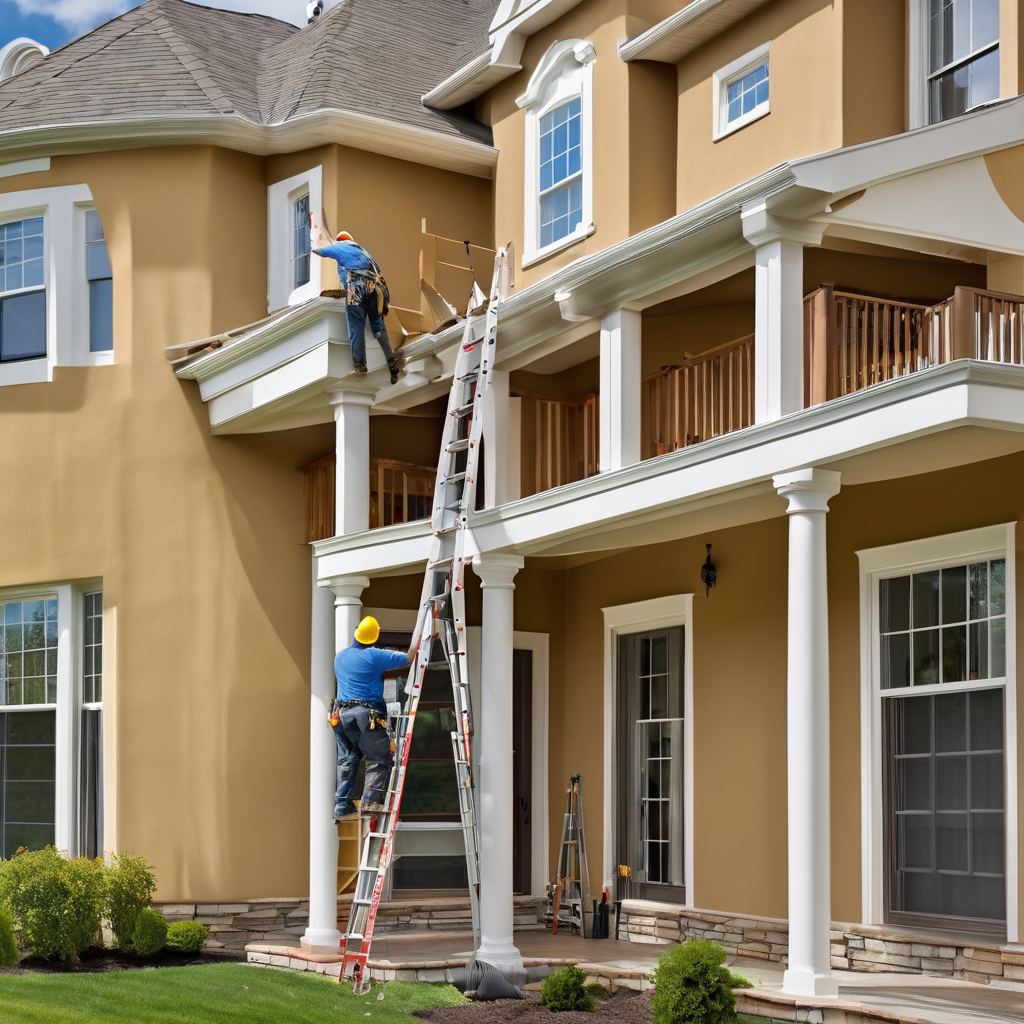 Expert painting contractors working on residential home exterior